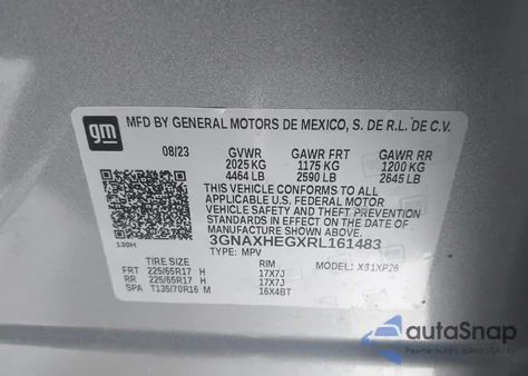 2024 Chevrolet Equinox Fwd Ls из США, поврежденный, VIN 3GNAXHEGXRL161483